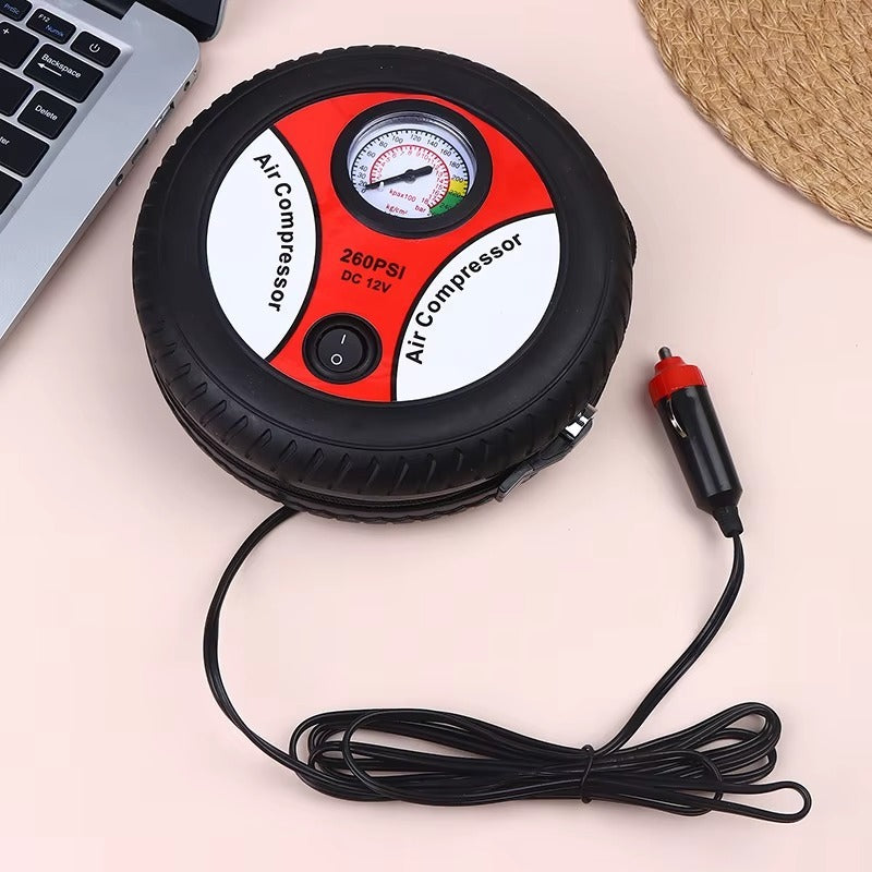 260PSI Portable Mini Air Compressor - 12V DC Electric Tire Inflator Pump for Car, Motorcycle & Bicycle Tires