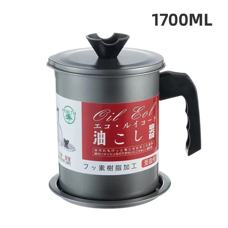 Stainless Steel Oil Strainer Pot - Grease Keeper with Fine Mesh Filter & Dustproof Lid for Frying Oil Storage
