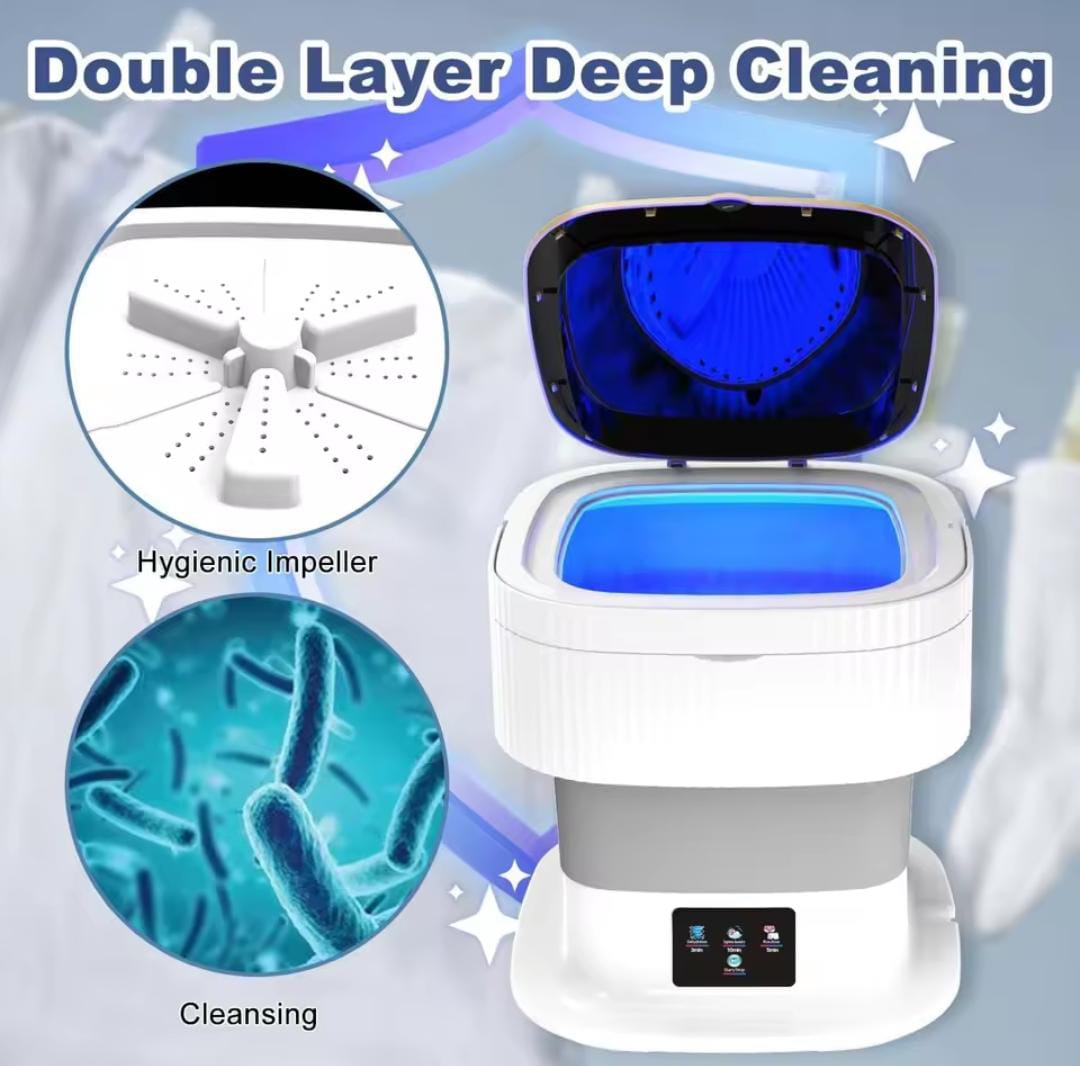 11L Large Capacity Portable Folding Washing Machine - Mini Automatic Washer for Baby Clothes, Underwear & Socks