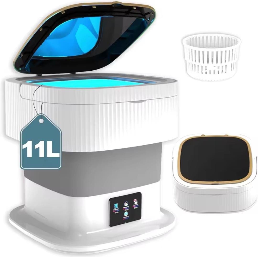 11L Large Capacity Portable Folding Washing Machine - Mini Automatic Washer for Baby Clothes, Underwear & Socks