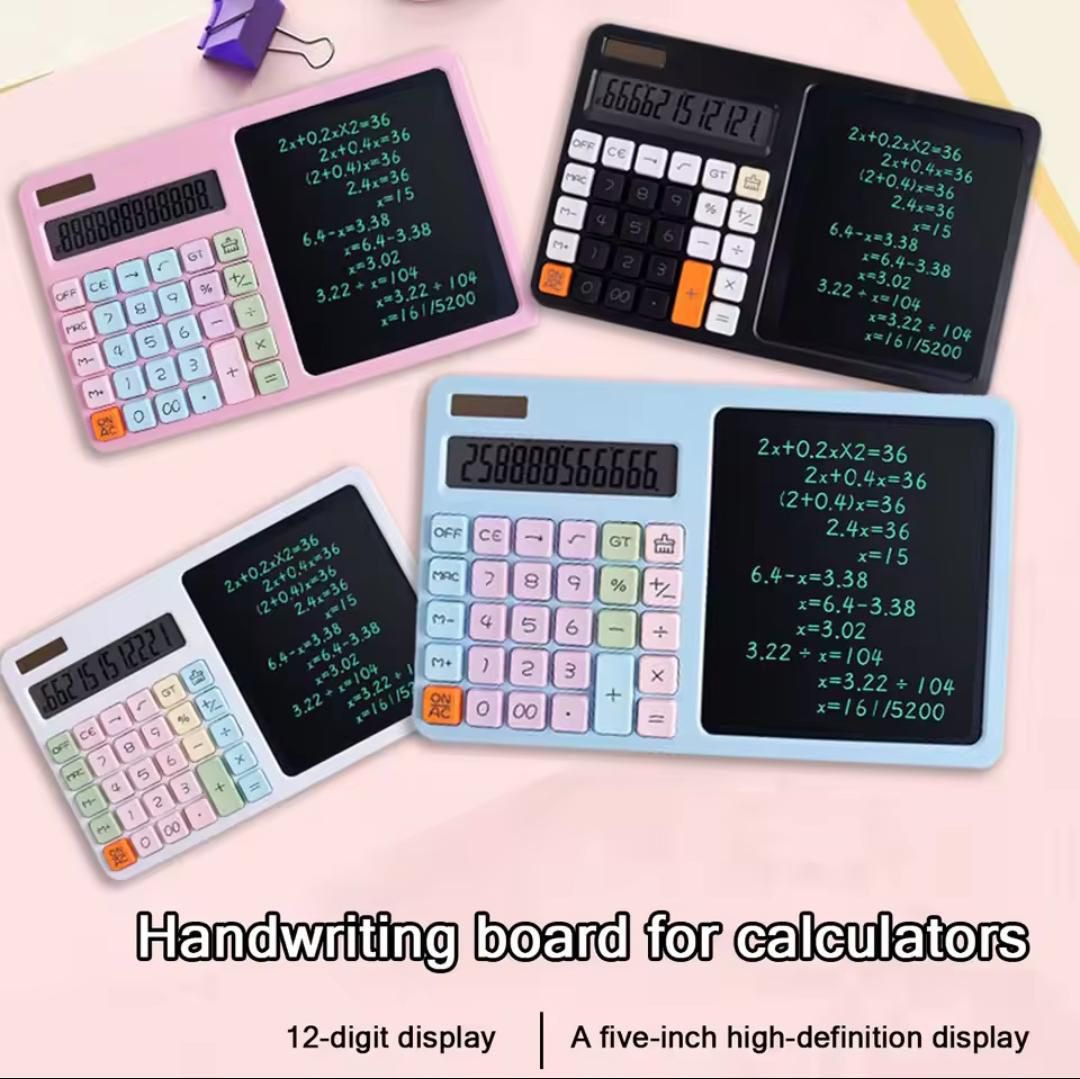 1 hand-drawn calculator with dual power sources,